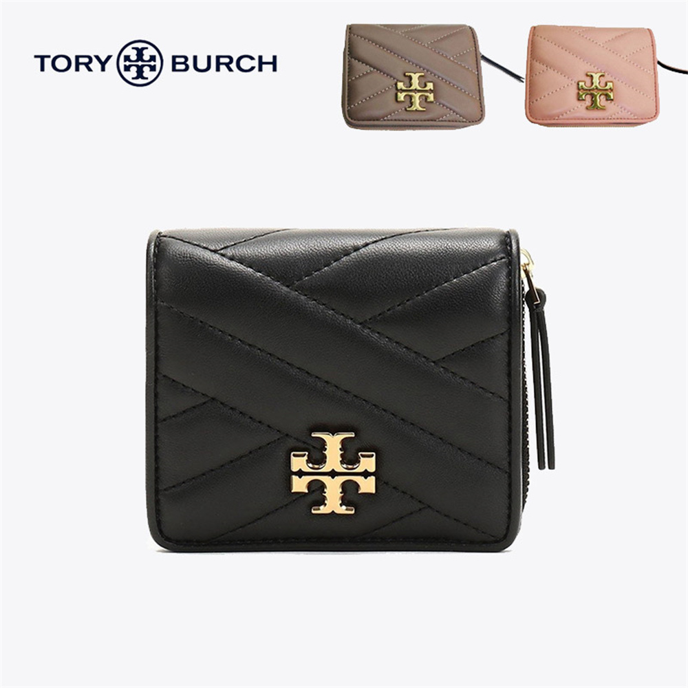 TORY BURCH トリーバーチ 二つ折り財布 コンパクト財布 KIRA CHEVRON BI-FOLD WALLET  キラ-シェブロン-バイフォールド-ウォレットグブラック 母の日 プレゼント