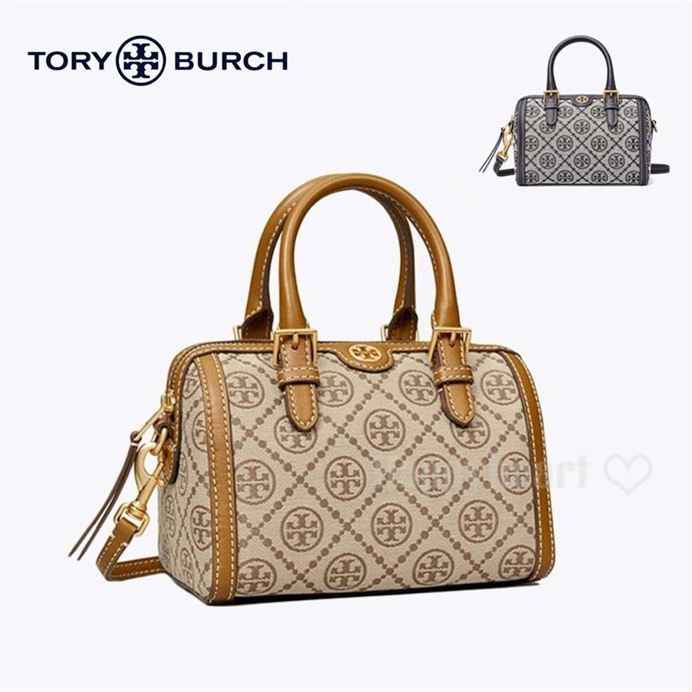 TORY BURCH トリーバーチ レディース MONOGRAM JACQUARD MINI BARERU BAG Tモノグラム ジャカード  ミニバレルバッグ ショルダーバッグ ハントバッグ