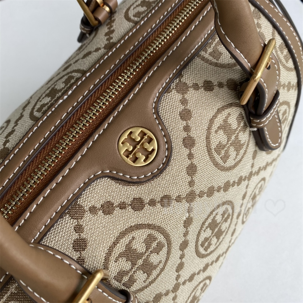 TORY BURCH トリーバーチ レディース MONOGRAM JACQUARD MINI BARERU BAG Tモノグラム ジャカード  ミニバレルバッグ ショルダーバッグ ハントバッグ