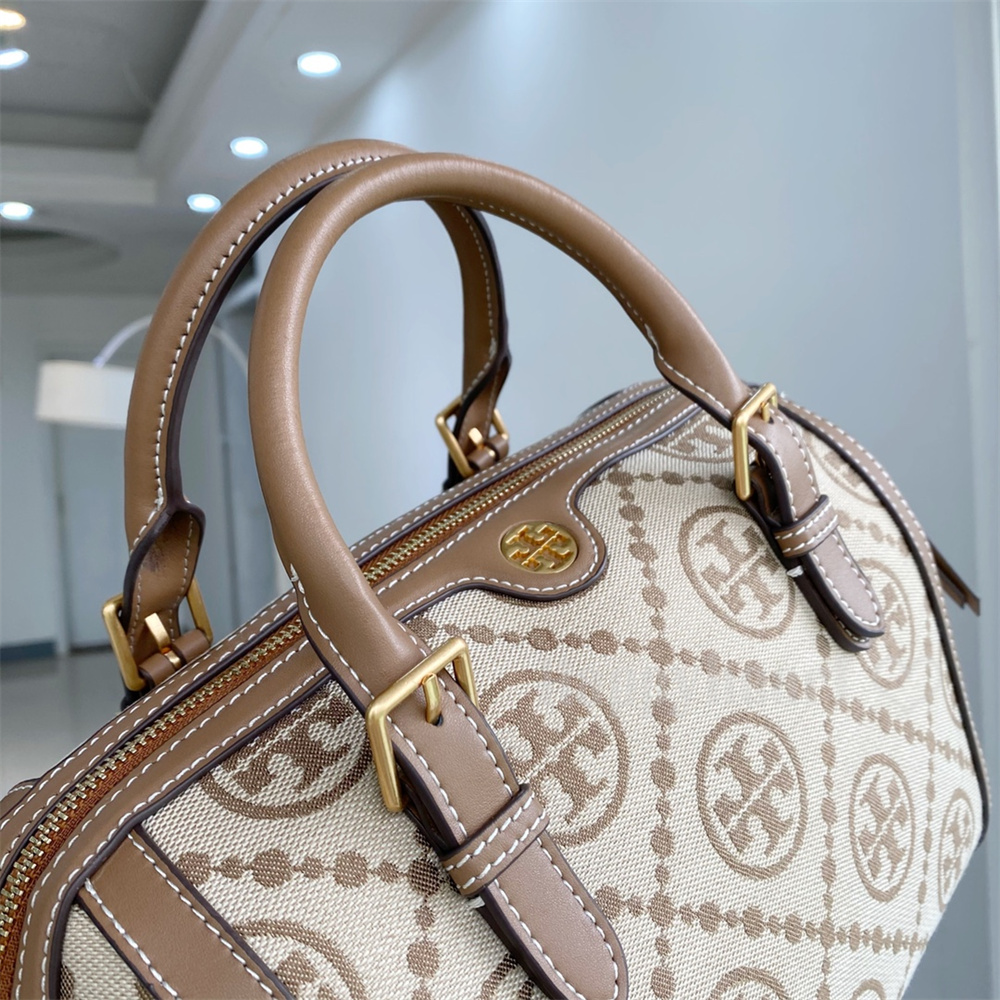 TORY BURCH トリーバーチ レディース MONOGRAM JACQUARD MINI BARERU BAG Tモノグラム ジャカード  ミニバレルバッグ ショルダーバッグ ハントバッグ