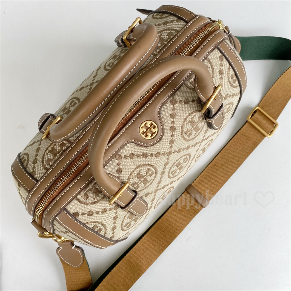 TORY BURCH トリーバーチ レディース MONOGRAM JACQUARD MINI BARERU BAG Tモノグラム ジャカード  ミニバレルバッグ ショルダーバッグ ハントバッグ