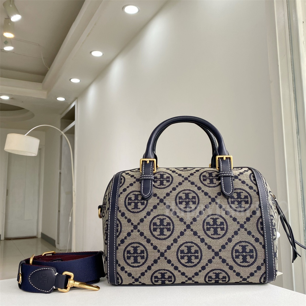 TORY BURCH トリーバーチ レディース MONOGRAM JACQUARD MINI BARERU BAG Tモノグラム ジャカード  ミニバレルバッグ ショルダーバッグ ハントバッグ