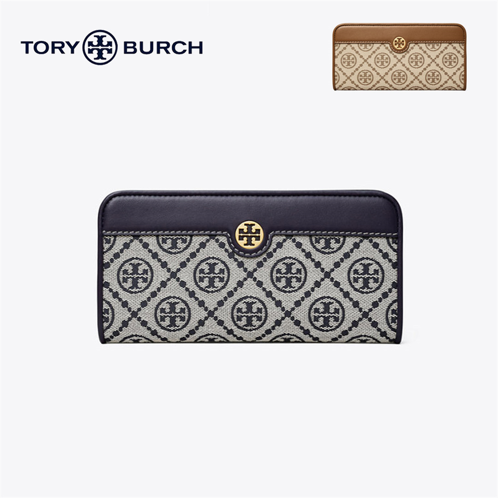 トリーバーチ 長財布 二つ折り 財布 Tory Burch T MONOGRAM JACQUARD SLIM WALLET ジャカード  エンブロイダリー バイフォールド ウォレット