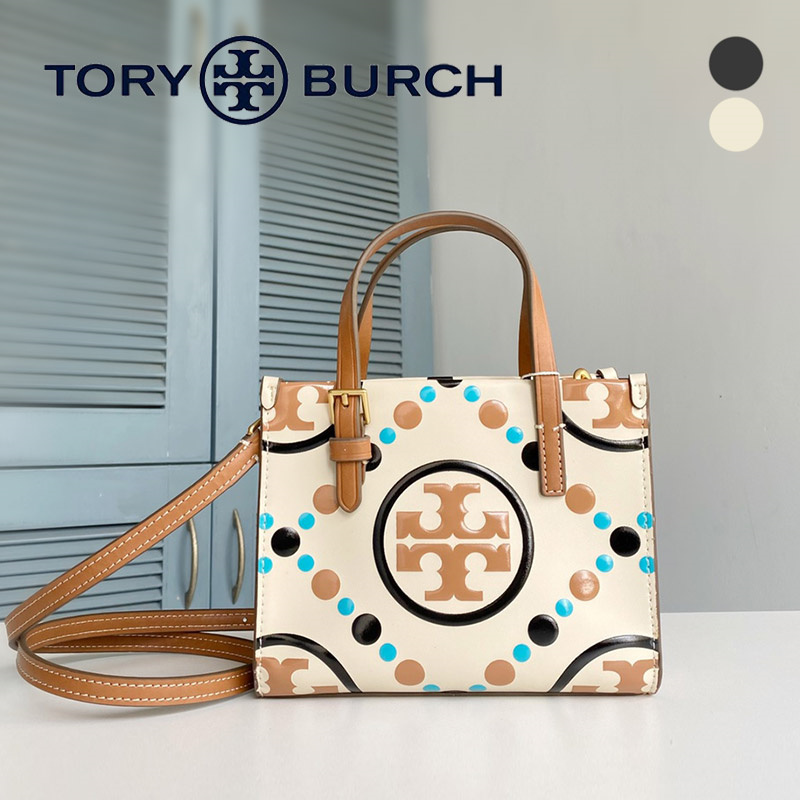 TORY BURCH トリーバーチ バッグ Tモノグラム コントラスト エンボス ミニ スクエアトート ハンドバッグ 斜め掛けバッグ