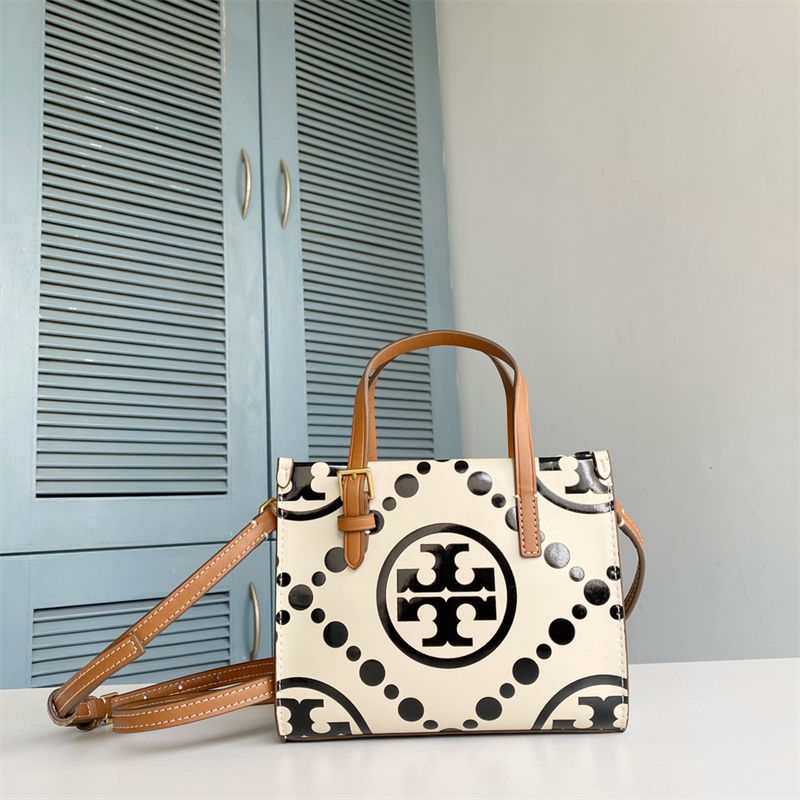 TORY BURCH トリーバーチ バッグ Tモノグラム コントラスト エンボス ミニ スクエアトート ハンドバッグ 斜め掛けバッグ