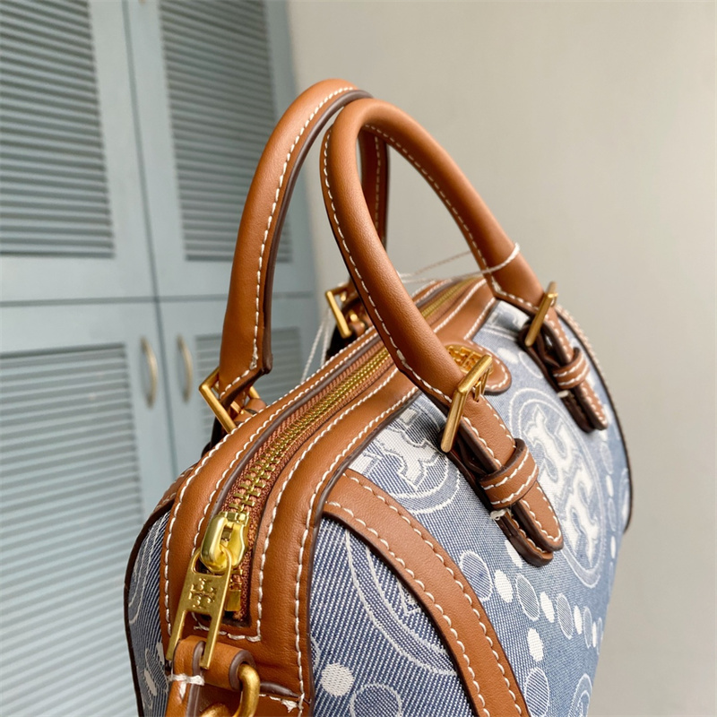 TORY BURCH トリーバーチ Tモノグラム デニム ミニバレルバッグ