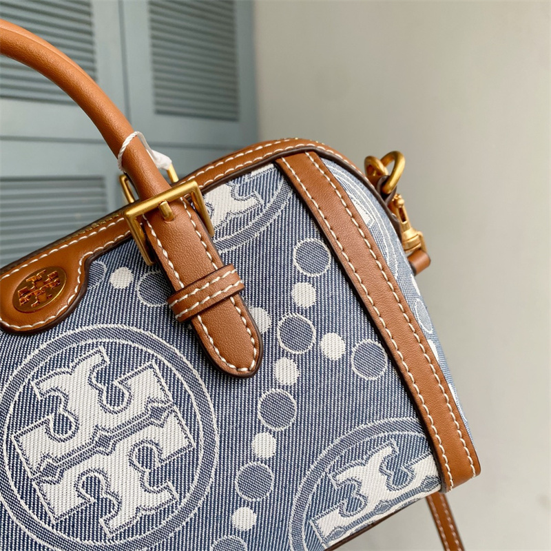 TORY BURCH トリーバーチ Tモノグラム デニム ミニバレルバッグ