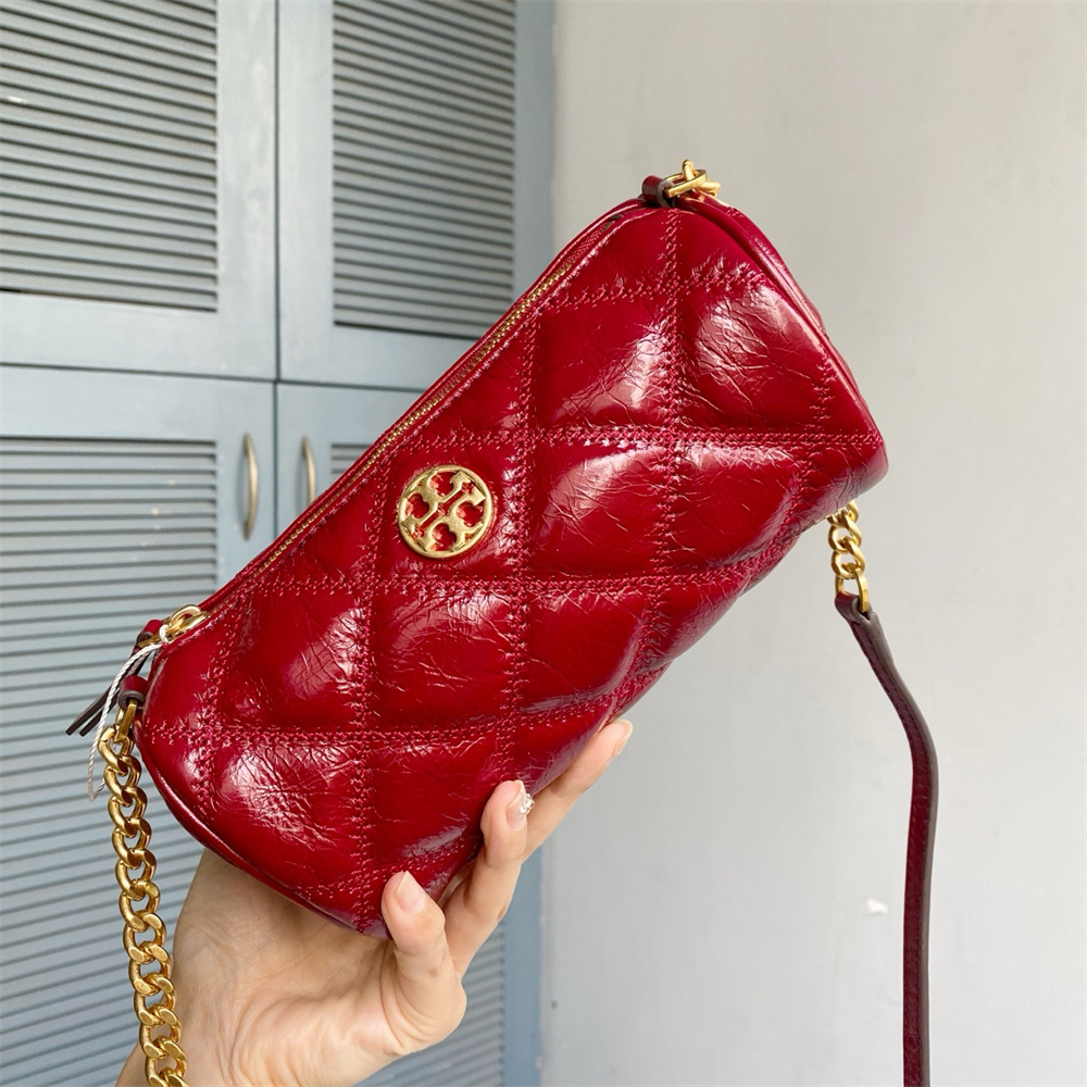 【現行・極美品】TORY BURCH ショルダーバッグ ボルドー レザー TORY BURCH トリーバーチ WILLA BARREL CROSSBODY BAG ミニ