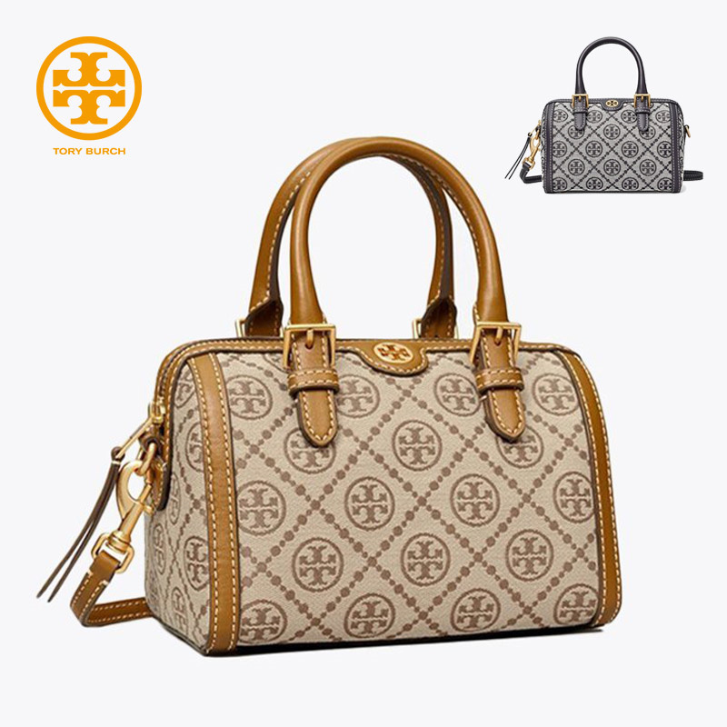 TORY BURCH トリーバーチ レディース MONOGRAM JACQUARD MINI BARERU BAG Tモノグラム ジャカード  ミニバレルバッグ ショルダーバッグ ハントバッグ