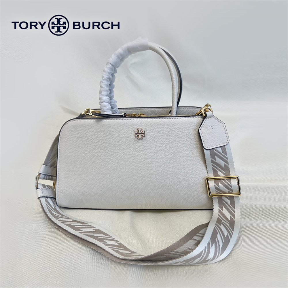 Tory Burch トリーバーチ　ハンドバッグ　ショルダー　ベージュ　グレー TORY BURCH（トリーバーチ） TORY BURCH BRITTEN SMALL CENTER ZIP