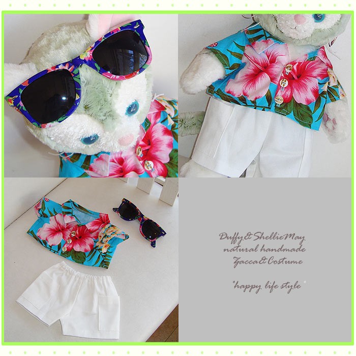 ジェラトーニSサイズ用アロハシャツ＆パンツ（紺）☆gela-aloha-1