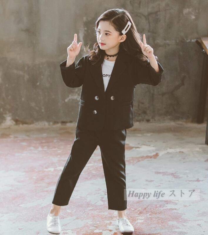 子供服 フォーマルスーツ 女の子 子供スーツ 長袖 ジャケット 長ズボン 2点セット パンツスーツ 無地 上下セット 入学式 卒園式 スーツ 普段着 結婚式 ジュニア Sun745 Happy Life ストア 通販 Yahoo ショッピング