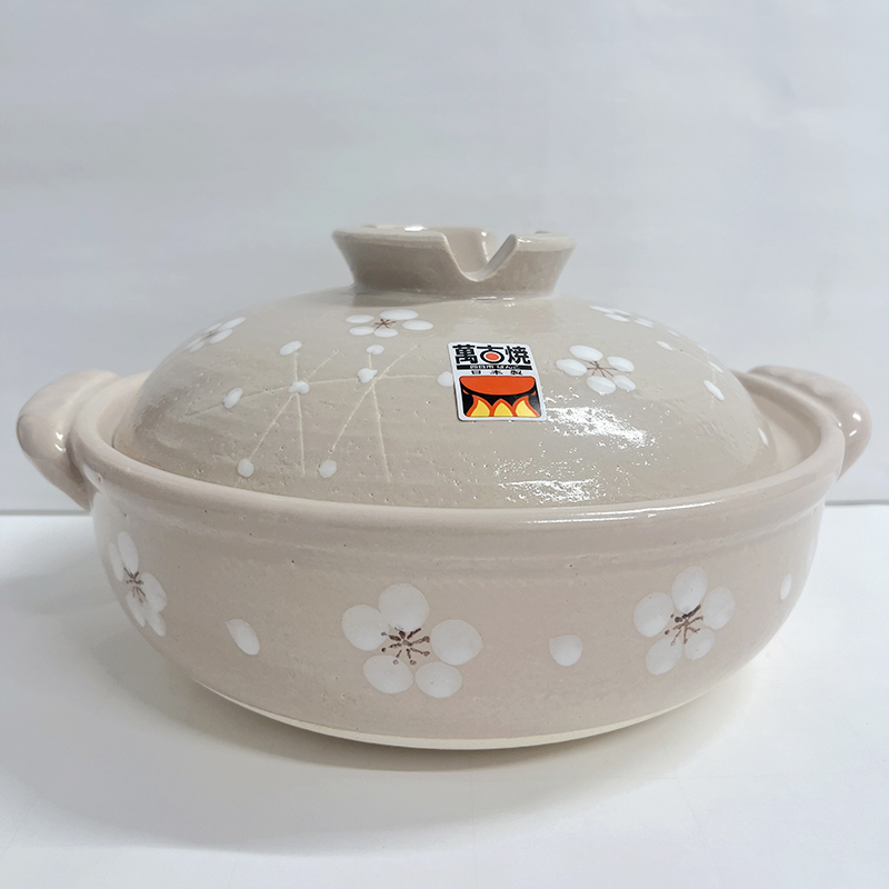 小梅志野 7号深鍋 萬古焼土鍋 三陶 日本製 送料無料（北海道、沖縄除く