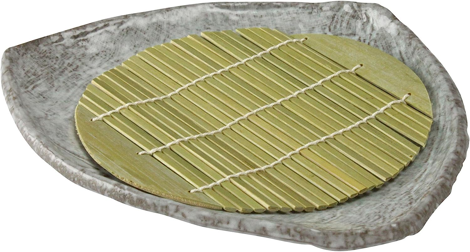 セール）三陶 萬古焼 麺の器 三角麺皿 (すのこ付) 青リーブ 11998 送料