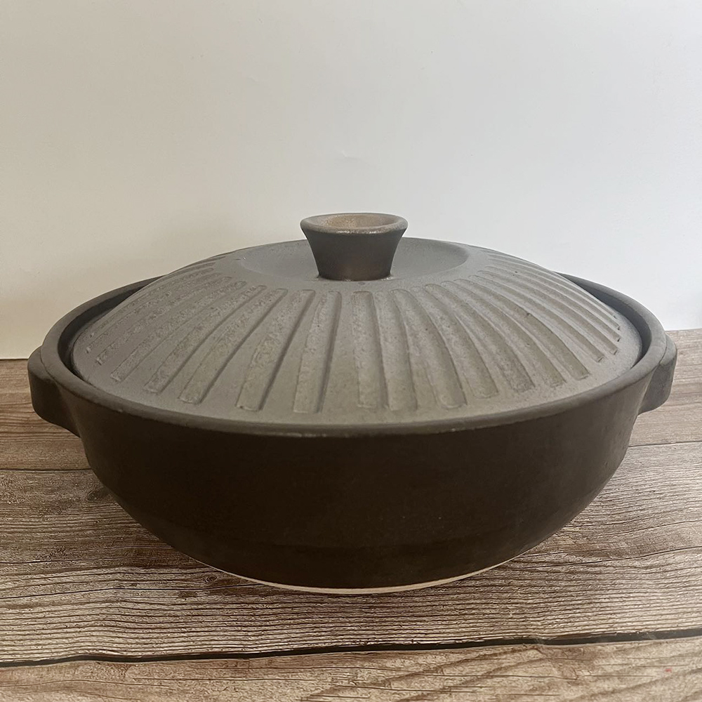 土鍋9号 IH対応 華削 IHプレート付き 千賀陶器 日本製 萬古焼 送料無料