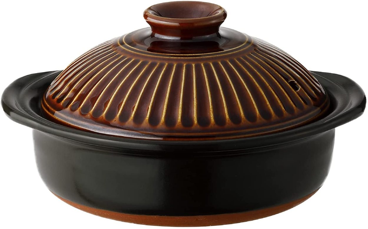 菊花 土鍋 8号 直火対応 万古焼 日本製 選べる3色 粉引 ルリ釉 飴釉