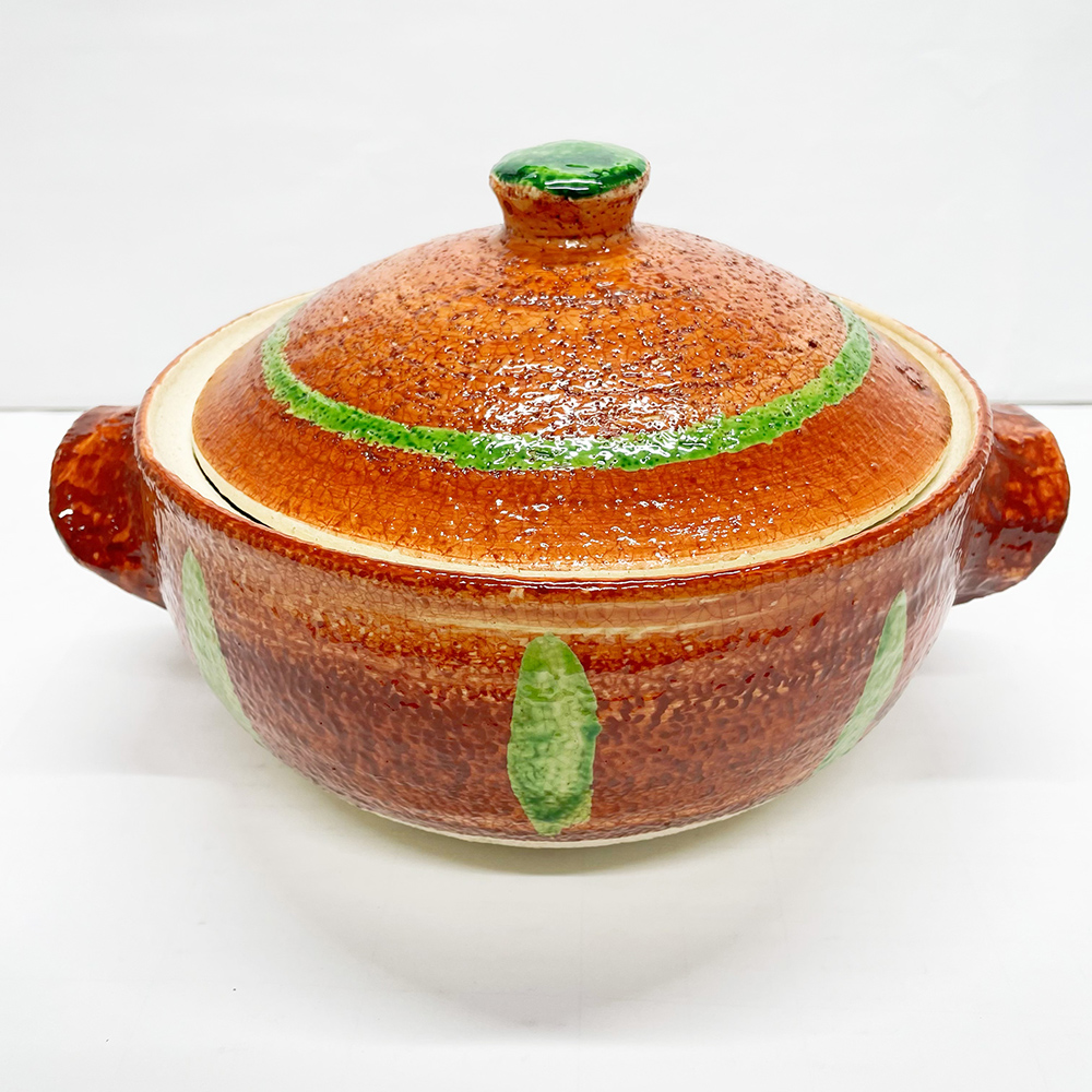 伊賀焼 紅丸民芸鍋 直火対応 おしゃれ 手作り土鍋 直径24.5cm 日本製