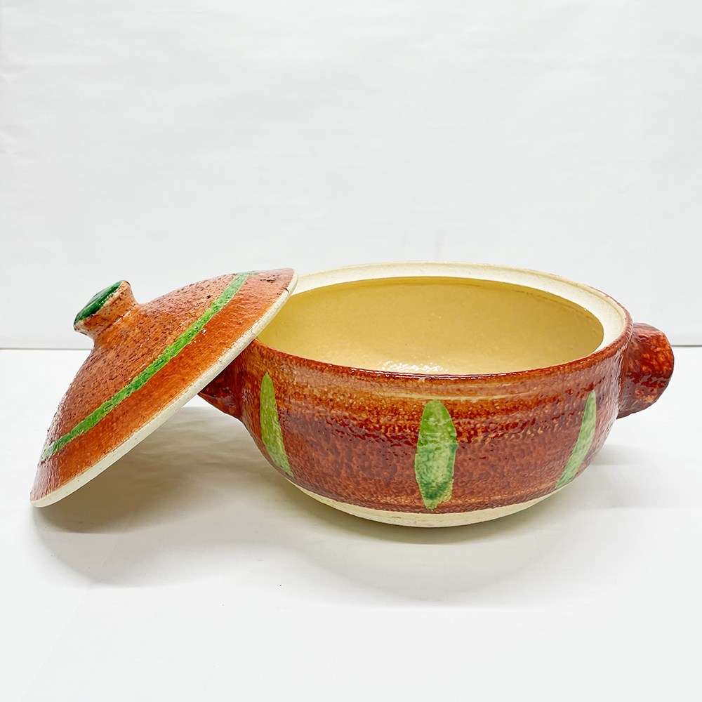 伊賀焼 紅丸民芸鍋 直火対応 おしゃれ 手作り土鍋 直径24.5cm 日本製