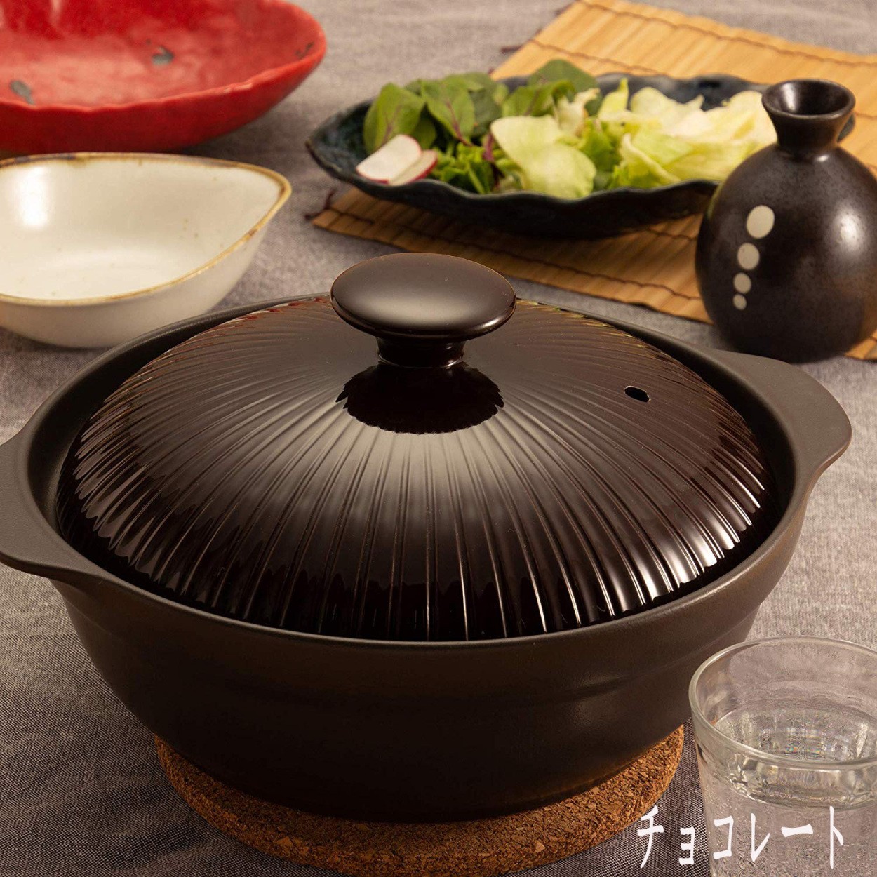 8号IH土鍋 チョロレート デニムブルー アイボリー3色あり 調理器具