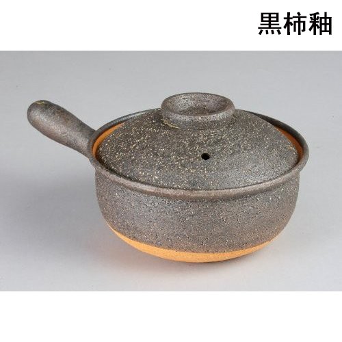 伊賀焼行平鍋 小 萬古焼 土鍋 直火対応 日本製 黒柿釉 ワラ釉とアメ釉3