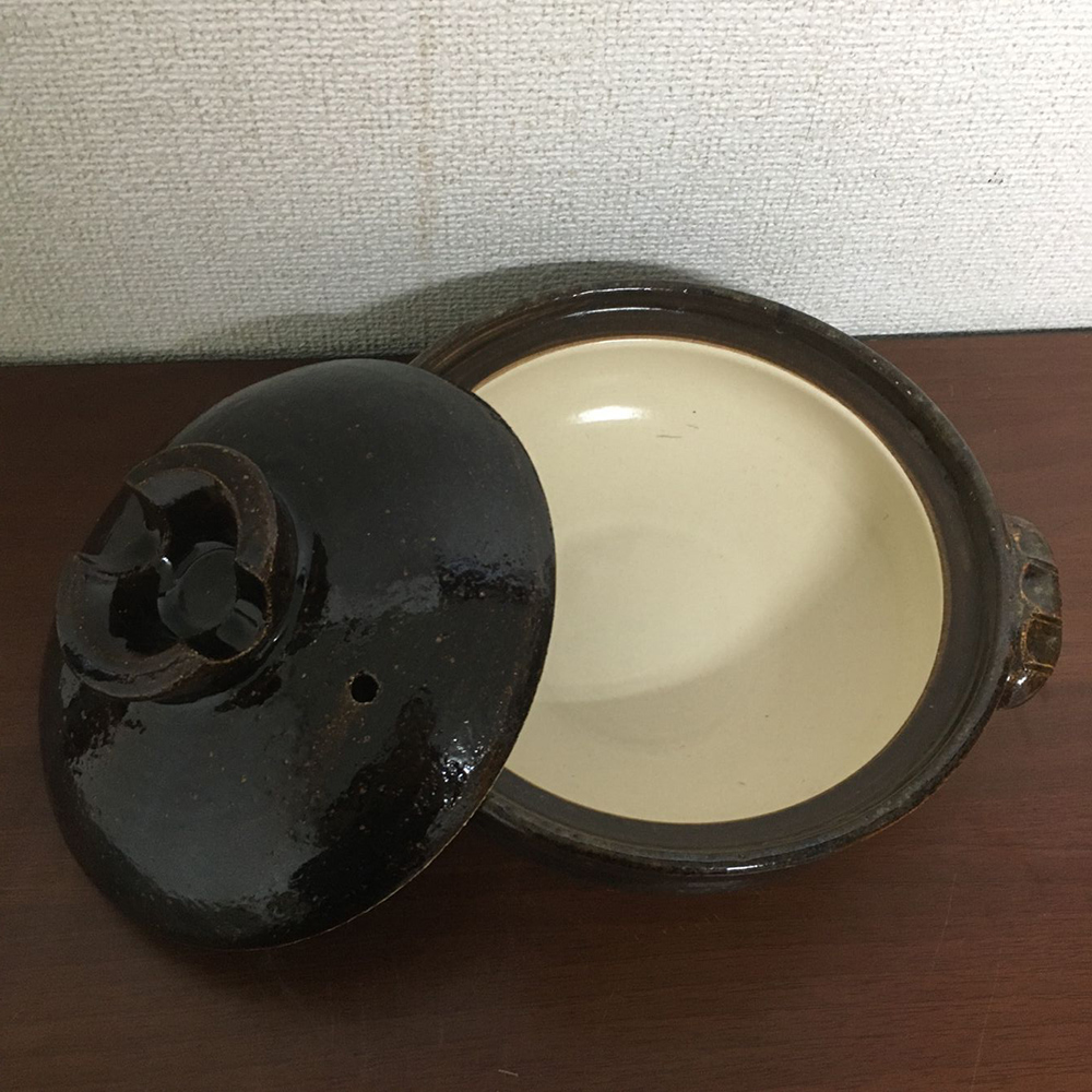 万古焼土鍋「萬福」9号 3-4人用 佐治陶器 約2800ml 日本製 直火対応