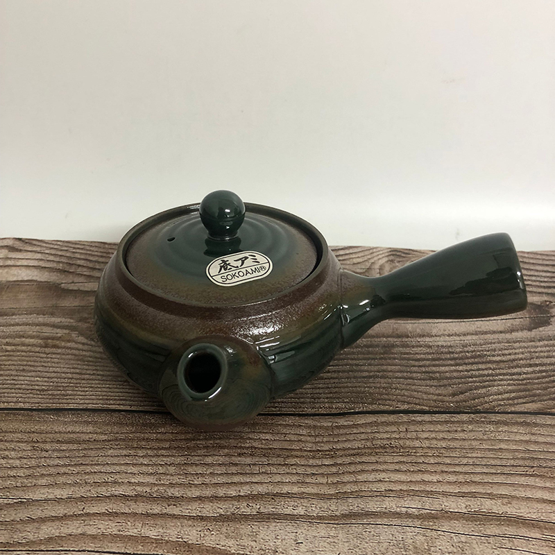 平形急須 1.5号 織部巻 (底網) B7439 マルヨシ陶器 日本製 万古焼急須