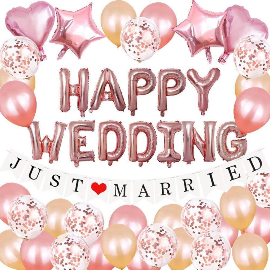 HAPPY WEDDING キット ウェディング 飾り バルーン 送料無料 アルファベット 風船 デコレーション キット 結婚式 飾り 装飾｜happymarche｜02