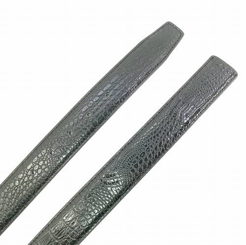 バックルなし 牛革 ベルト レザー クロコダイル柄 120cm 幅33mm 5穴
