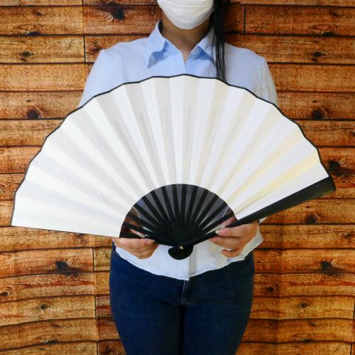 飾り扇子 ビッグ33cm 白扇子 大きい ジャンボ扇子 ディスプレイ