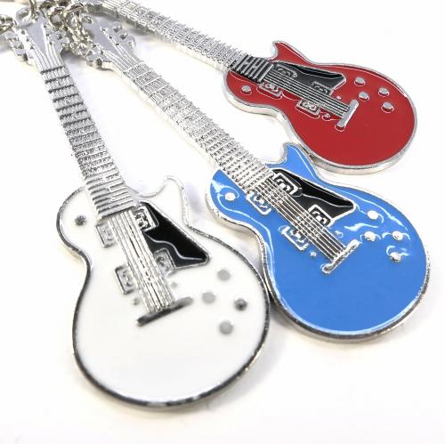 エレキギター型 キーホルダー 3個セット キーリング レスポールタイプ
