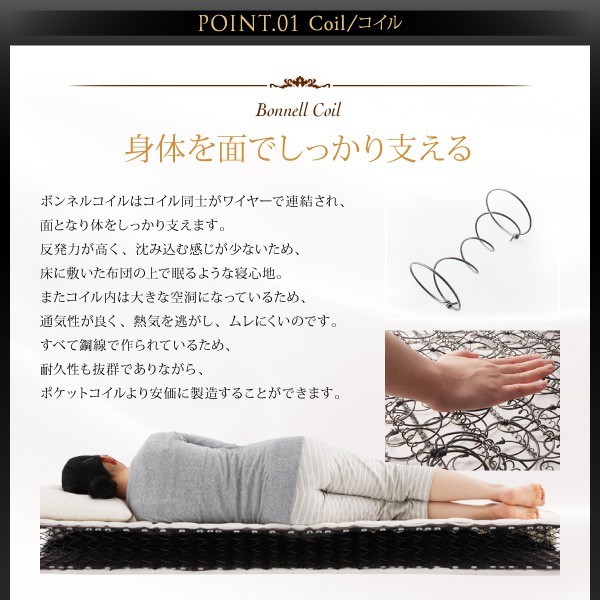 マットレス ダブル ボンネルコイル硬さ:かため 超快眠マットレス抗菌防臭防ダニ