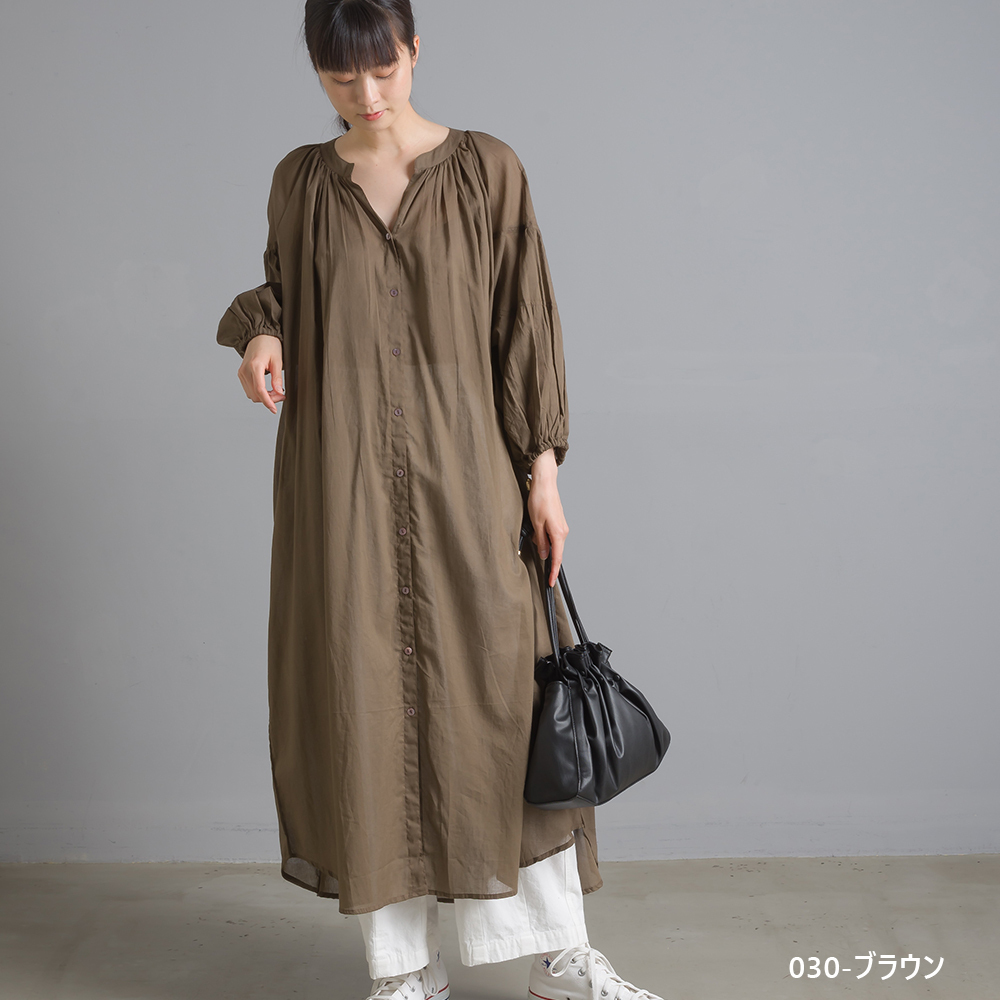 Omnes コットンボイル 袖ボリュームワンピース レディース フリーサイズ 長袖 ロングワンピース マキシワンピース ナチュラル カジュアル 薄手 Haptic Paypayモール店 通販 Paypayモール