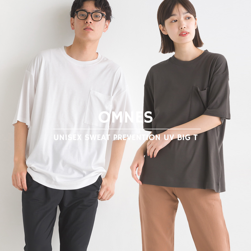 OMNES ユニセックス 汗じみ防止UV ポケット付き半袖ビッグTシャツ レディース メンズ クルーネック 半袖Tシャツ カットソー 無地 撥水 UV加工 汗染み｜haptic｜25