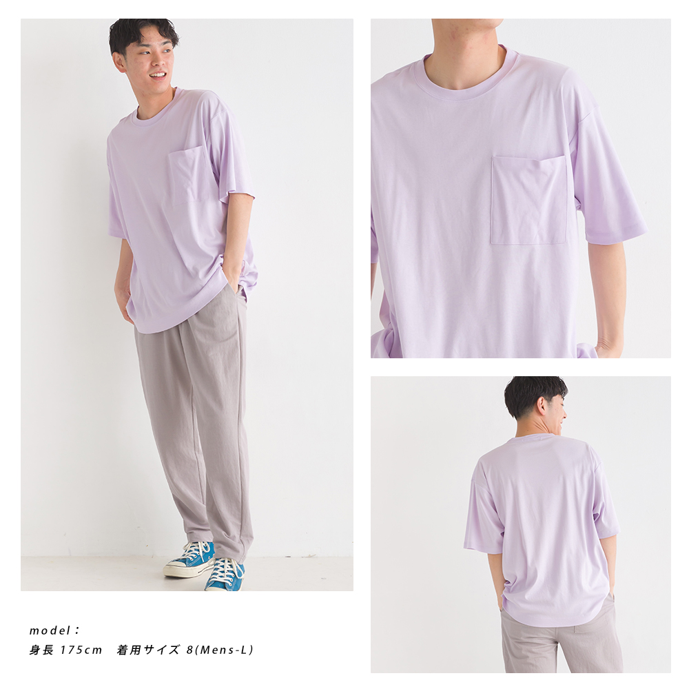 OMNES ユニセックス 汗じみ防止UV ポケット付き半袖ビッグTシャツ レディース メンズ クルーネック 半袖Tシャツ カットソー 無地 撥水 UV加工 汗染み｜haptic｜21