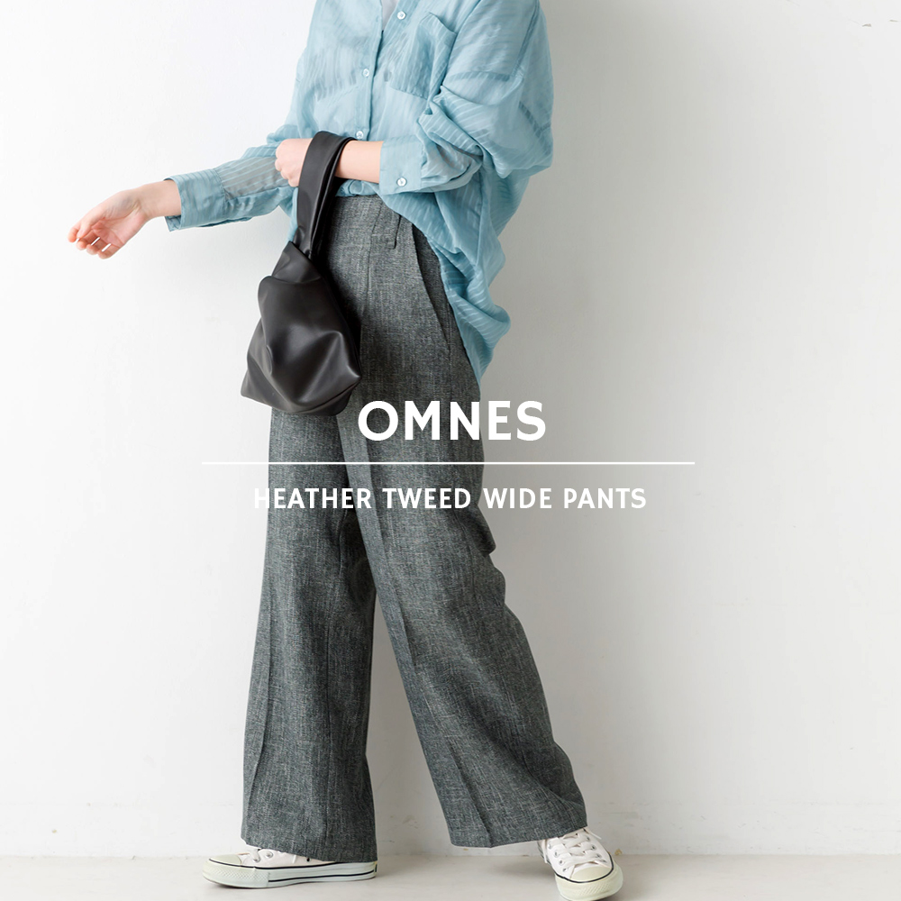 OMNES 杢ツイードワイドパンツ レディース ロングパンツ カジュアル