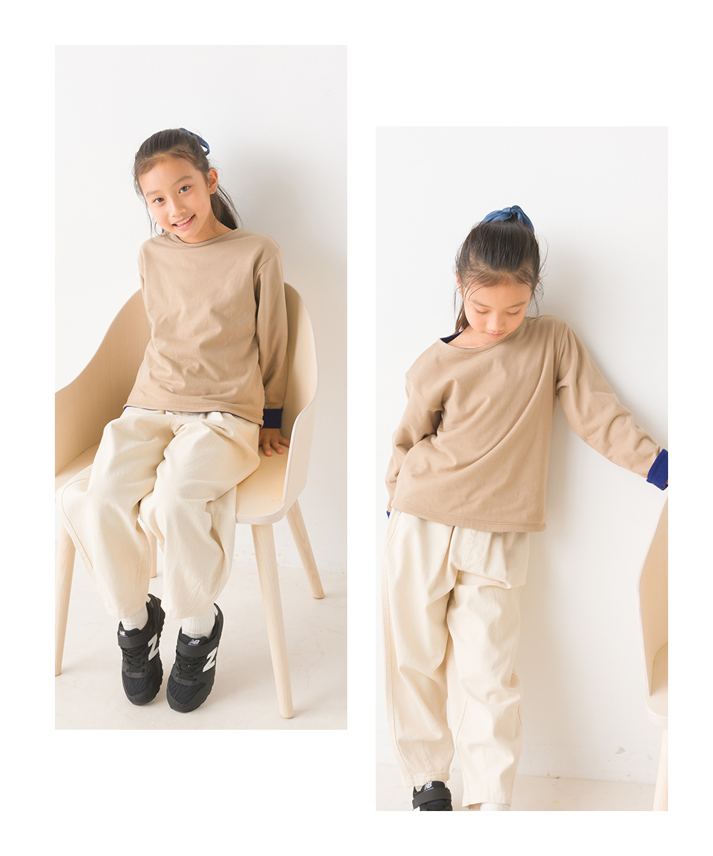 OMNES キッズ 裏フリースあったか長袖Tシャツ 子ども服 子供服 男の子 女の子 秋冬 あったか カットソー カジュアル ナチュラル 100 110 120 130 140 オムクロ｜haptic｜11