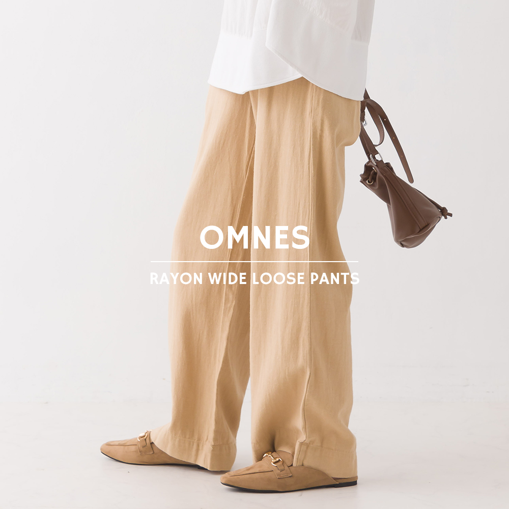 OMNES Another Edition 綿麻レーヨン ワイドゆるパンツ レディース