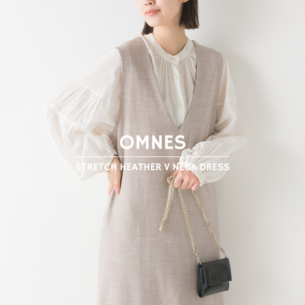 OMNES ストレッチ杢Vネックワンピース レディース ロングワンピース