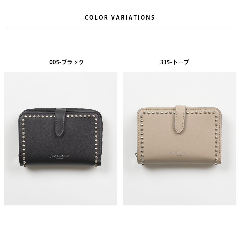 J&M DAVIDSON ジェイアンドエム デヴィッドソン MEDIUM ZIP AROUND WALLET ミディアム ジップ アラウンド  ウォレット スタッズ SSZW-0XX-SCXX 二つ折り財布