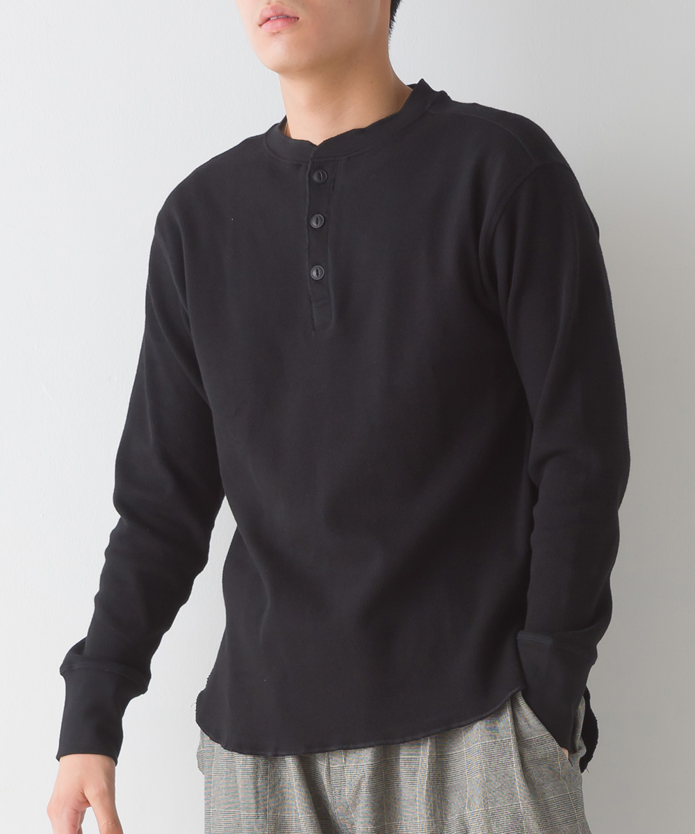 OMNES メンズ ハニカムヘンリーネック長袖Tシャツ カジュアル カットソー シンプル ストレッチ ボタン Sサイズ Mサイズ Lサイズ｜haptic｜03