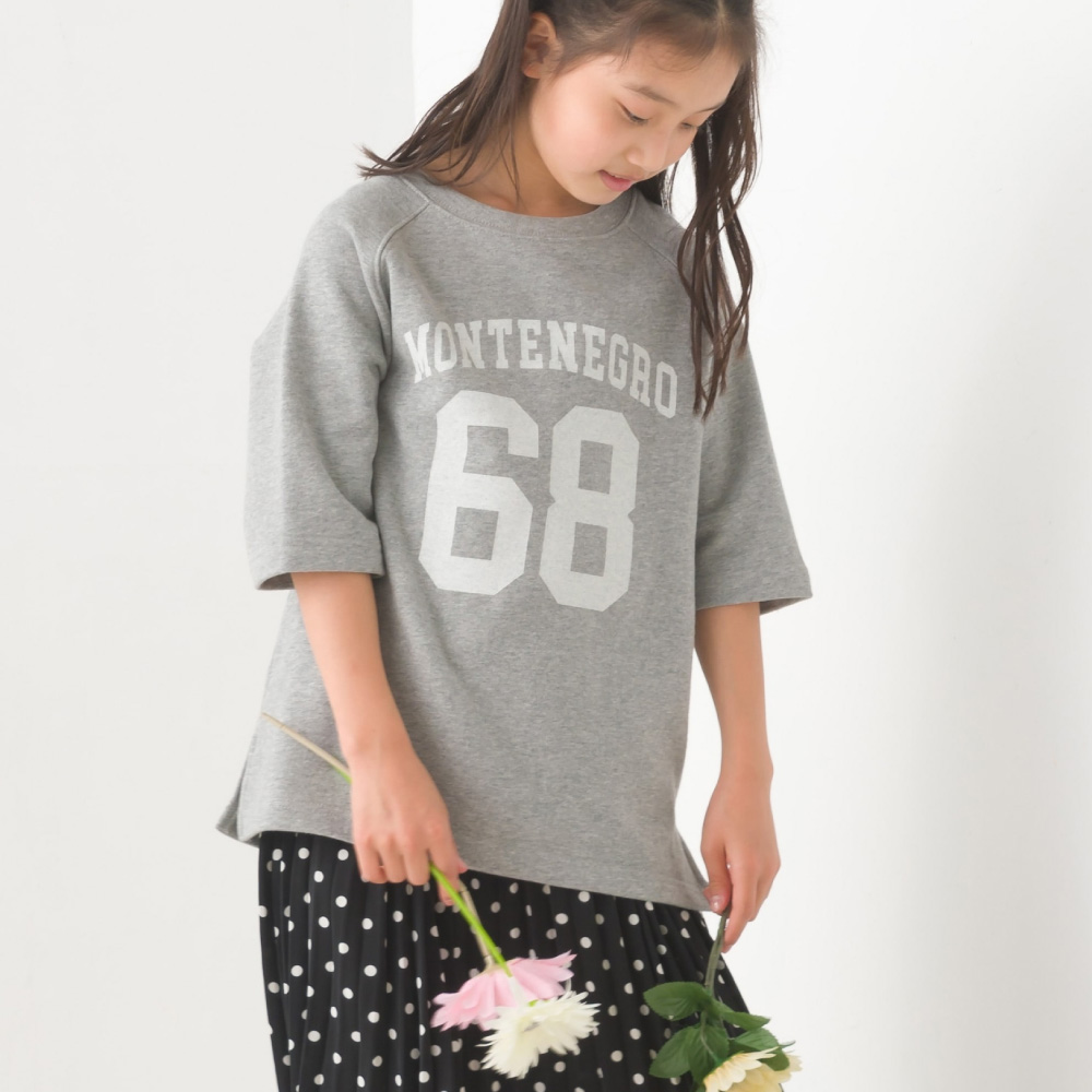 OMNES キッズ 裏毛 半袖ロゴプリントプルオーバー 子供服 子ども服 五分袖 5分袖 半袖T ロ...