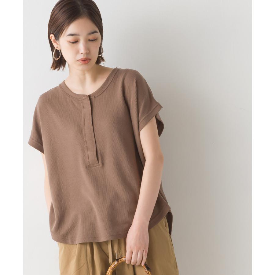 Omnes Another Edition ベアワッフルヘンリーネックトップス レディース カットソー フリーサイズ 半袖 カジュアル トップス ボタン Tr Omnes Another Edition ベアワッフルヘンリーネックトップス レディース カットソー フリーサイズ 半袖 カジュアル トップス ボタン Tr