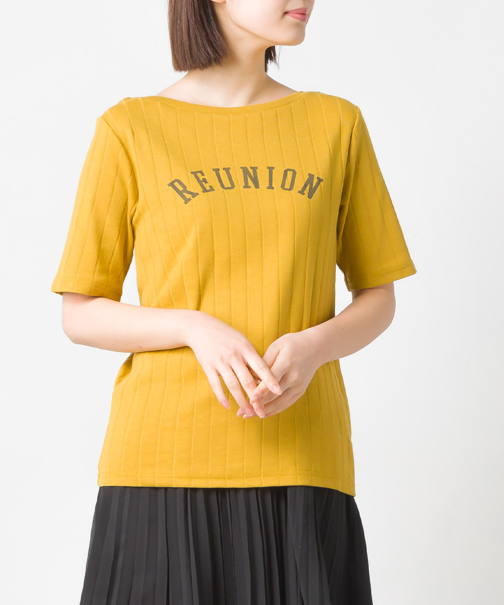 OMNES Another Edition 汗染み防止リブロゴプリント半袖Tシャツ REUNION ...