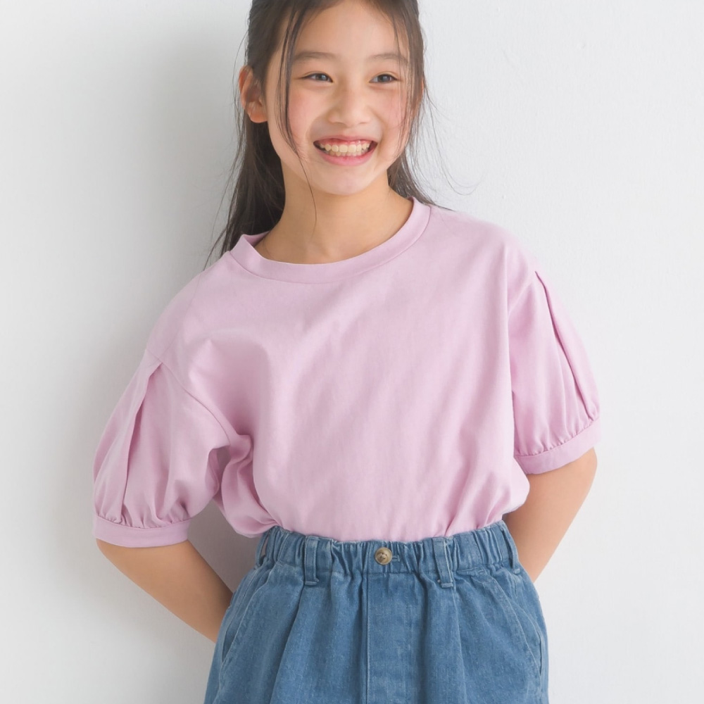 OMNES キッズ 超撥水加工 タックボリューム半袖Tシャツ 子ども服 子供服 女の子 kids クルーネック カットソー 100cm 110cm 120cm 130cm 140cm｜haptic｜03