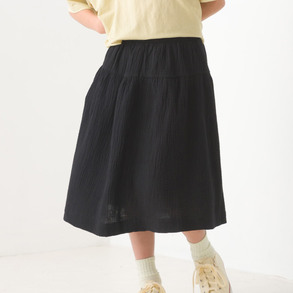 OMNES キッズ ダブルガーゼスカート  子ども服 子供服 女の子 kids ギャザースカート  ...