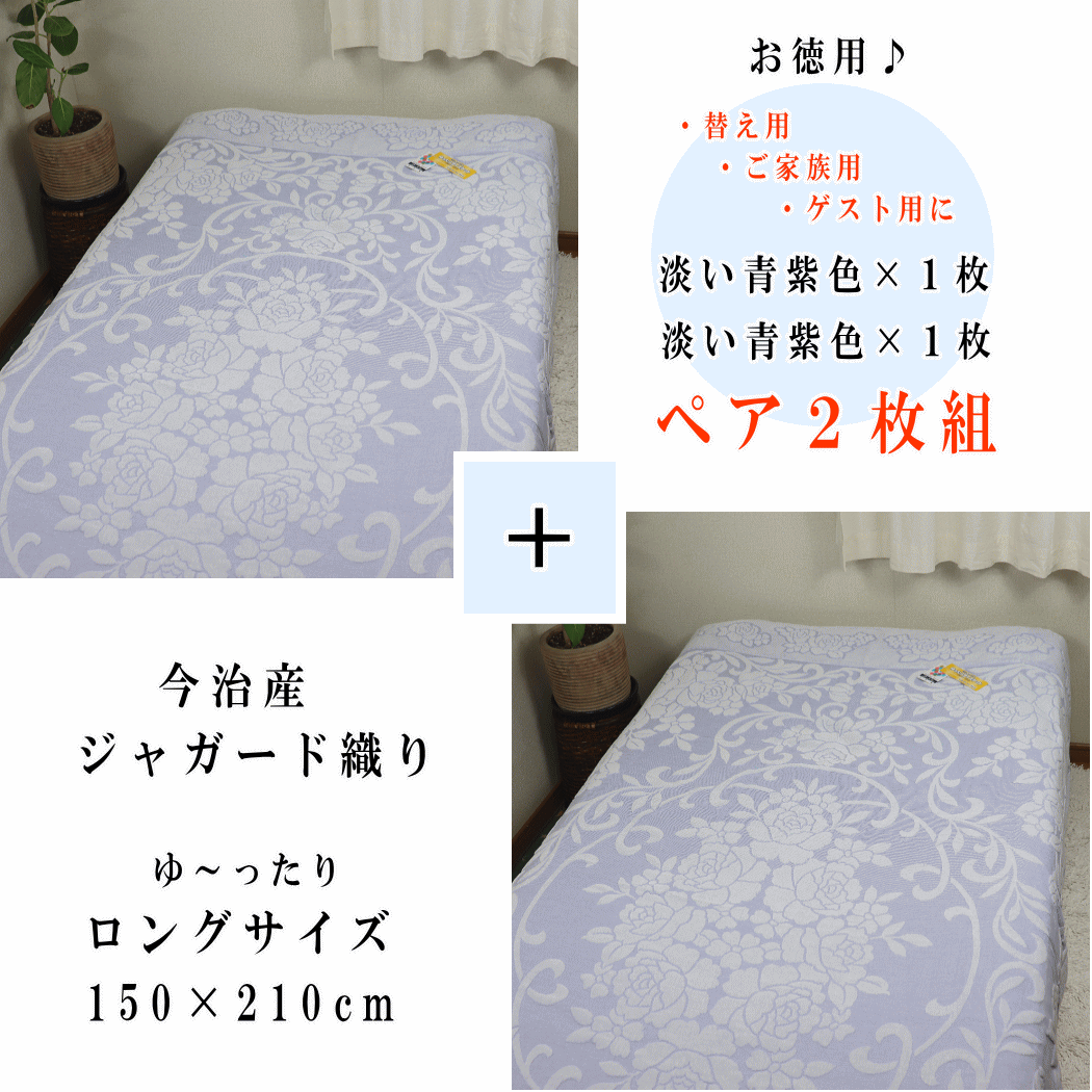 今治産 タオルケット 日本製 淡い青紫2枚組 150×210cm シングル 