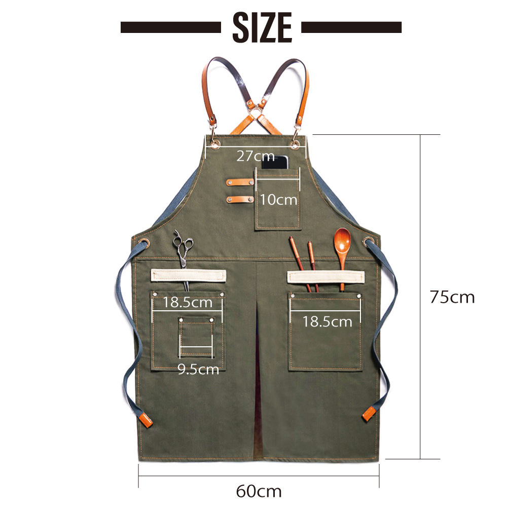 作業用エプロン ワークエプロン 男女兼用 おしゃれ クラフトエプロン 洗濯可能 フリーサイズ エプロン 多機能 DIY 作業用 BBQ キャンプ  ポケット付き 前掛け