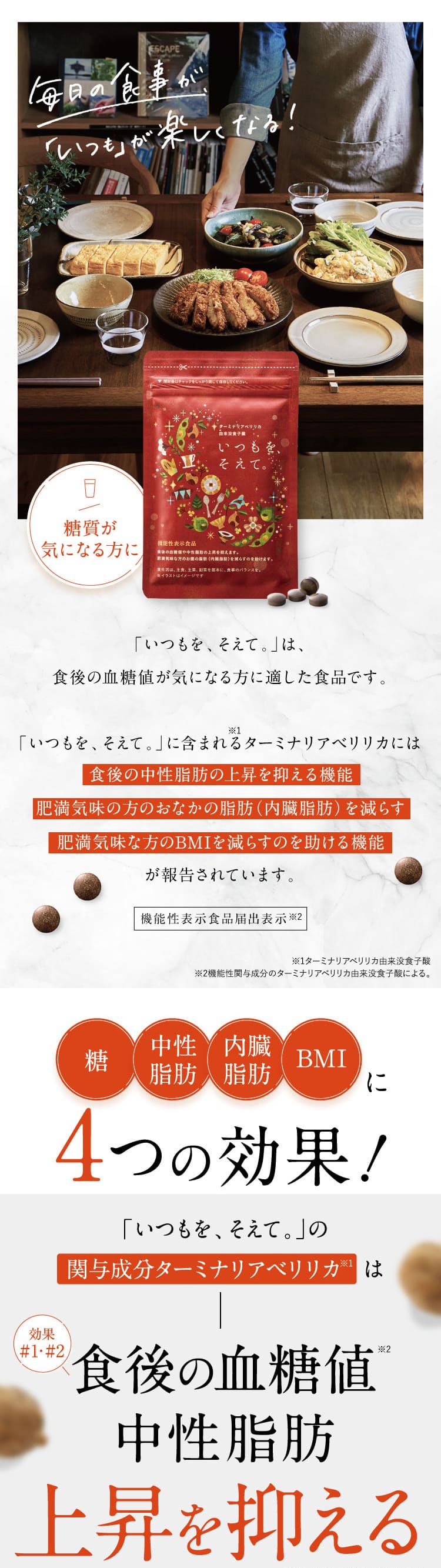 機能性表示食品 いつもを、そえて。 サプリ 120粒 おなかの脂肪 内臓