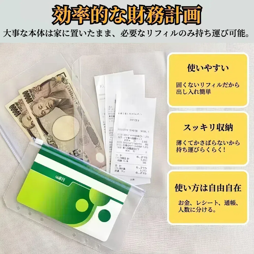 家計管理 ポーチ ケース A6サイズ 【ハレゾラTBP公式店】 バインダー 家計簿 PUレザー かわいい メモ帳用 6穴リングルーズリーフ  スラスチャックポケット ●