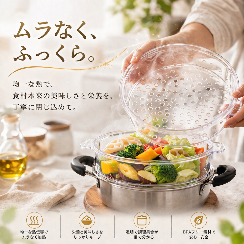 ☆＼見える美味しさ／☆ せいろ 透明 せいろ蒸し クリア せいろ蒸し器 